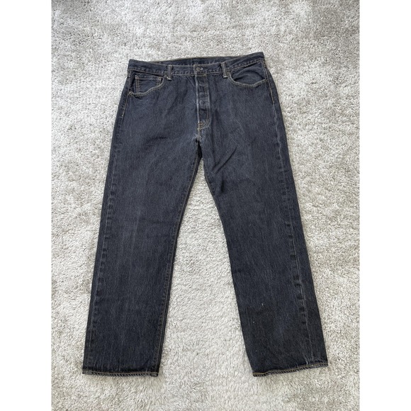 Levis 501 Jeans Mens 40x32 Black Straight Leg Button Fly Denim Classic - Picture 1 of 16